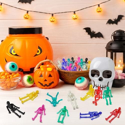 Bulk Halloween Toys Party Favors 60 PCS, Small Skeleton Figurines for Kids | Halloween Non Candy Handouts Giveaways Goody Bag Boo Basket Stuffers for Toddlers, Trick or Treat Toys Prizes for Boys Girls thumbnail 6