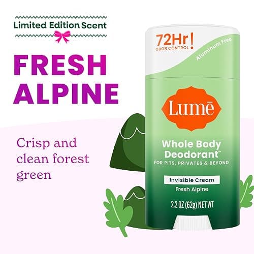 Lume Whole Body Deodorant - Invisible Cream Stick - 72 Hour Odor Control - Aluminum Free, Baking Soda Free, Skin Safe - 2.2 Ounce (Pack of 2) (Fresh Alpine) thumbnail 2