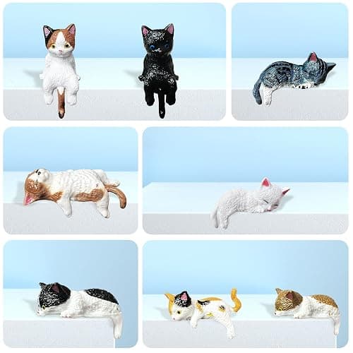 LUFEEMGA 8PCS Mini Resin Cat Car Interior Accessories Dashboard Decorations, Mini Resin Cat Ornaments for Car Dashboard, Office Desk, Computer Monitor Decor thumbnail 5