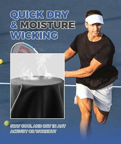 Workout Mens Shirts - Black Dry Fit Gym Short Sleeve Moisture Wicking T Shirts for Running Athletic Casual Work - 1-black - Large thumbnail 3