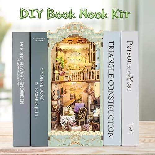 CRIOLPO Book Nook Kit for Adults - DIY Doll House Booknook with LED Light | Book Nook Miniature Kit 3D Wooden Puzzle Bookends for Bookshelf Insert Decor Craft for Adult Teen Halloween Christmas gift thumbnail 3