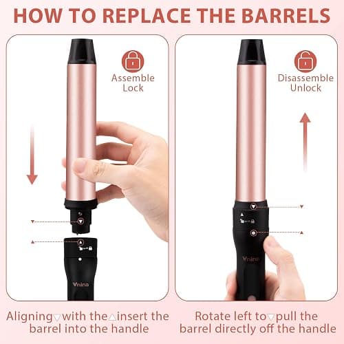 5 in 1 Curling Iron Set, 3 Barrel Curling Iron Set with Curling Brush (1.5 inch),4 Interchangeable Ceramic Curling Wand (0.5-1.25"), Instant Heat Up, 2 Temps Setting, with Comb & Glove & 2 Hair Clips thumbnail 5