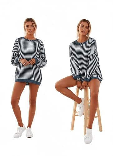 ETCYY Women's Oversized Sweaters Fall 2025 Fashion Winter Clothes Batwing Long Sleeve Knit Sweater Pullover Jumper Tops thumbnail 4