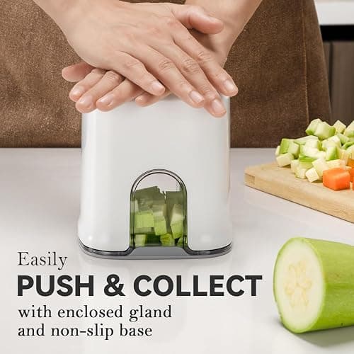 KEOUKE Multifunctional Vegetable Chopper White - 3 Interchangeable Blades Potato French Fry Cutter with Container & Storage Box Food Chopper Dicer for Cucumber, Tomato, Carrot, Onion thumbnail 4