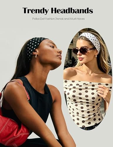 Ayesha Polka Dot Headbands for Women Trendy Head Bands for Women's Hair | Stretchy Comfortable Fit | Non Slip - Stylish Head Bands | Fashion Hair Accessories- Ideal Gifts for Women thumbnail 4