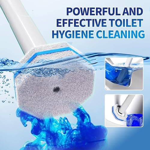 Disposable Toilet Brush Cleaning System with 50pcs Refills Pads Replacement Heads, Toilet Cleaning Stick, Wall Mounted Toliet Wand Kit Bathroom Maintenance, Toilet Bowl Cleaner Wands Holder and Set thumbnail 3
