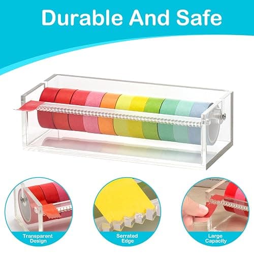 SMAODSGN Acrylic Washi Tape Dispenser Tape Holder Organizer 7 in Sticker Roll Cutter Masking Tape Holder Washi Tape Organizer Cutter Clear Tape Dispenser for Office Home School (Not Include Tape) thumbnail 4