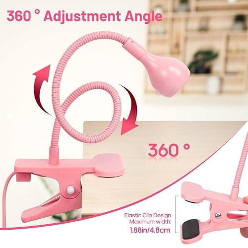 AORAEM LED Nail Lamps 3W Flexible Gooseneck Lamp Quicky Dry Nail Manicure Dryer Gel Polish Curing Light Plug Play Portable Flash Cure Light for Gel Nails Home DIY Professional Nail Tools Pink thumbnail 3