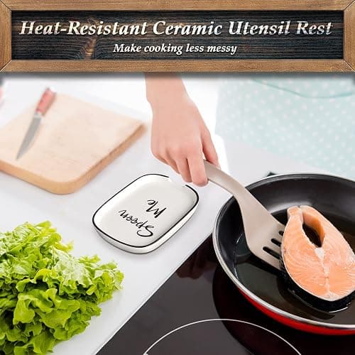 Ceramic Spoon Rest for Stove Top, Large Spoon Holder for Kitchen Counter, White Coffee Spoon Rest, Heat-Resistant Cooking Utensil Rest, Modern Farmhouse Kitchen Décor thumbnail 5