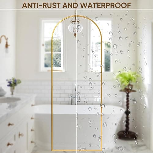 Suidia Arched Full Length Mirror, 59"x19" Floor Mirror Freestanding, Floor Standing Full Body Mirror with Stand for Bedroom, Hanging Mounted for Living Room Cloakroom, Gold thumbnail 6