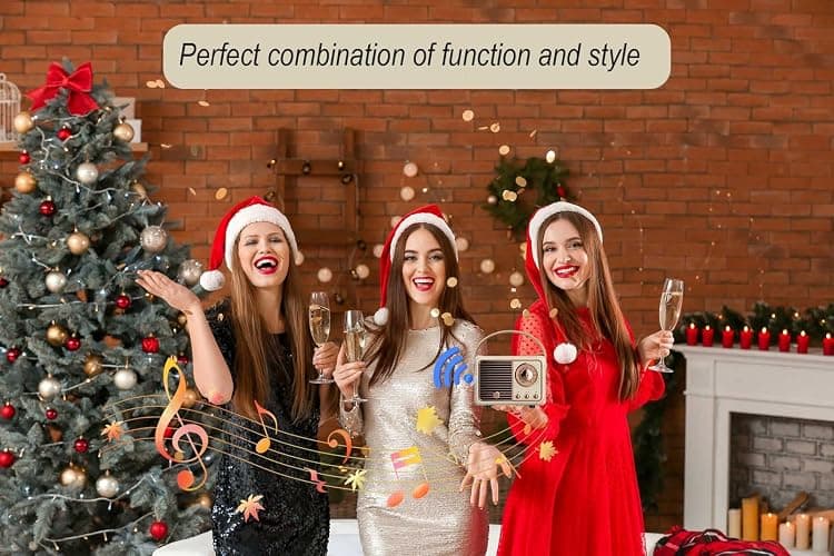 Dosmix Retro Bluetooth Speaker, Vintage Decor, Portable Wireless Bluetooth Speaker, Cute Old Fashion Style for Kitchen Desk Bedroom Office Outdoor Accessories for iPhone Android (Yellow) thumbnail 5