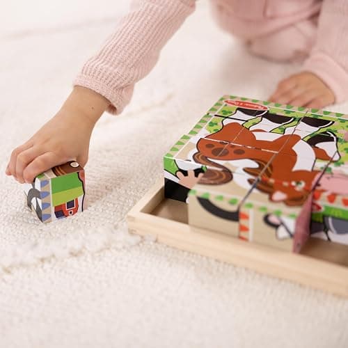 Melissa & Doug Farm Wooden Cube Puzzle with Storage Tray – 6-in-1 Animal Puzzle for Toddlers and Preschoolers – 16 Wooden Cubes – Farm Toy for Kids Ages 3+ - FSC Certified thumbnail 4