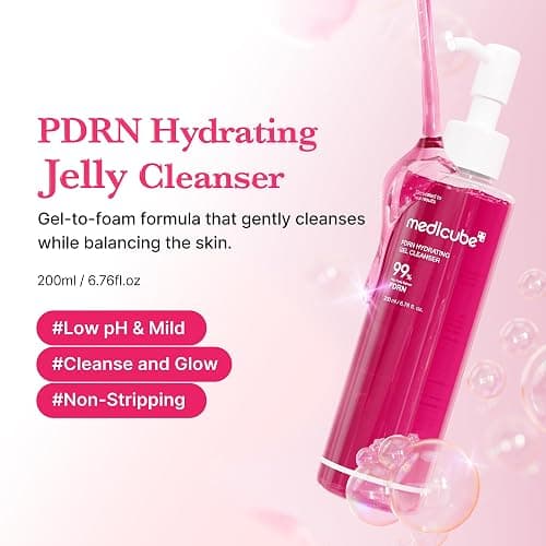 medicube PDRN Jelly to Foam Cleanser - Gentle Low pH Hydrating Cleanser | Hydrating Daily Face Wash with PDRN, Collagen & LHA - For All Skin Types, Korean Skincare, 200ml thumbnail 2