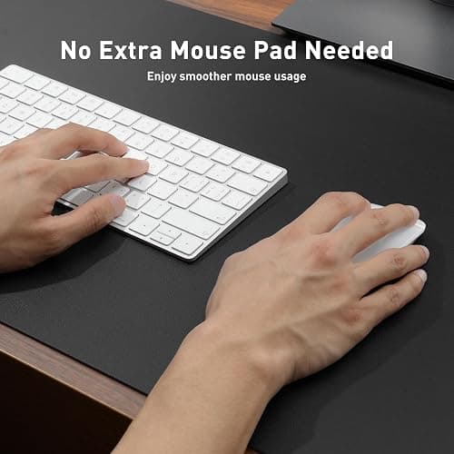 Aothia Non-Slip Waterproof PU Leather Desk Pad Protector for Mouse, Writing Desk, Office, Home, Laptop Blotter, 23.6" x 13.7", Black thumbnail 4