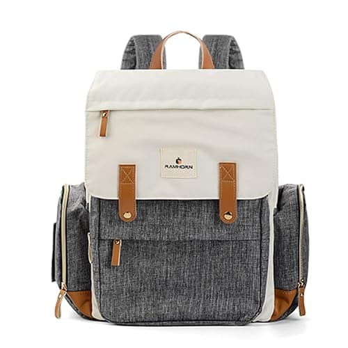 Ramhorn Diaper Bag Multifunction Travel Backpacks for Mom with Insulated Pockets and Laptop Compartment - Grey - Image 1