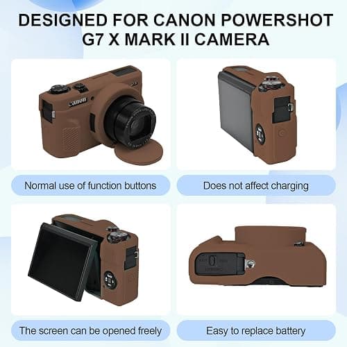Case with Removable Lens Cover for Canon G7X Mark II/G7XII Camera(Brown) | Soft Silicone Camera Protective Case,Slim Fit,Anti-Scratch,Dustproof,Shockproof,Camera Accessories,For Travel,Daily Use thumbnail 3