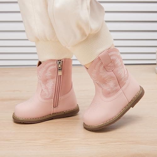 BMCiTYBM Baby Cowboy Cowgirl Boots Infant Western Boots Toddler Boys Girls Round Toe Riding Mid Calf Boots All Seasons for 6 9 12 18 24 Months thumbnail 2
