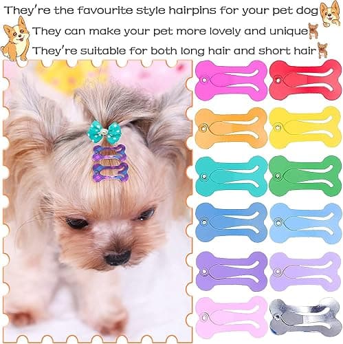 PET SHOW 50Pcs/25Pairs Hair Clips for Small Dogs Cute 1 Inch Puppy Barrettes Mini Bone Shaped Snap Hair Bows Pet Grooming Hair Accessories for Dog Cat thumbnail 3