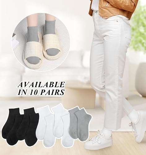 YSense Womens Ankle Socks 10 Pairs, Cotton Crew Gym Athletic Running Quarter Socks Women Men thumbnail 5