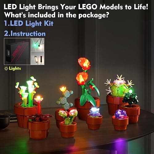 LocoLee Licht Kompatibel mit Lego Mini Pflanzen, Led Beleuchtungs Compatible with LEGO 10329 Icons Tiny Plants - Nur Lichter Set, Kein Modell thumbnail 3