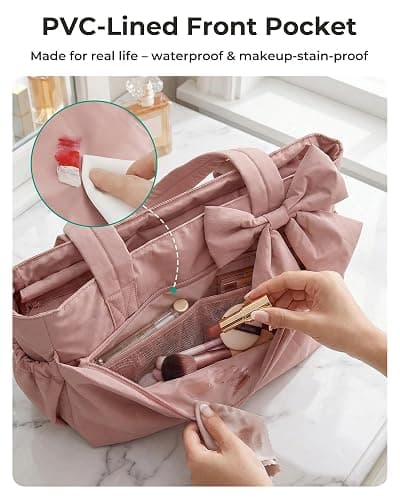 BAGSMART Crush Bow Tote Bag for Women, Large Work Tote with 40oz Tumbler, Puffer Travel Tote Bag for Work, Yoga, Gym thumbnail 5