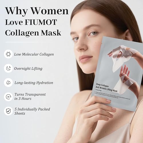 MUQIAN Rosemine Deep Collagen Anti-Wrinkle Lifting Overnight Mask Facial sheet masks with low molecular weight collagen for lifting, firming, and moisturizing 5 Packs thumbnail 6