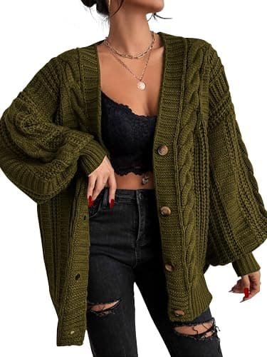 EXLURA Womens 2025 Oversized Cardigan Sweaters Fall Winter Lightweight Soft Knit Cardigan Open Front Button Outwear Coats - Image 1