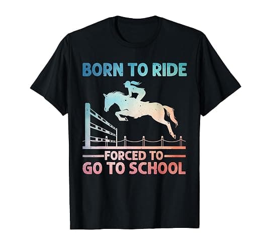 Horse Racing Art for Kids Boys Girls Horse Lover Equestrian T-Shirt - Image 1