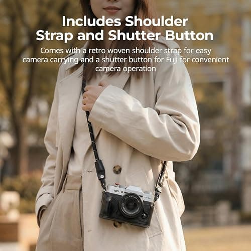 SMALLRIG Leather Case with Shoulder Strap for FUJIFILM X-T30 III/X-T30 II | Retro Style Camera Half Case with Aluminum Frame & Shutter Button Cap (Black) thumbnail 6