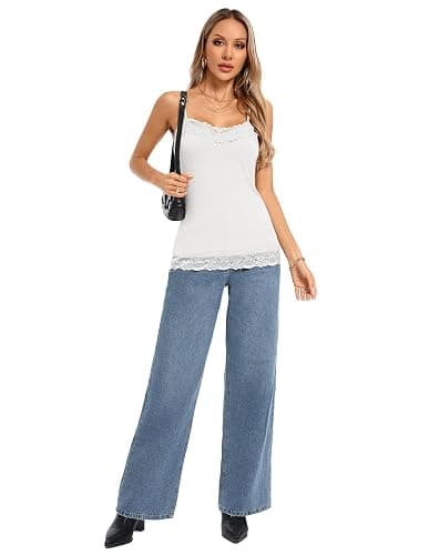 Kate Kasin Women's Adjustable Spaghetti Strap Lace Trim Cami Tunic Tank Top 3PACK thumbnail 8