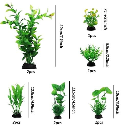 PietyPet Fish Tank Accessories Green Plants, 10pcs Green Fish Tank Decorations, Aquarium Decor Plastic Plants thumbnail 2