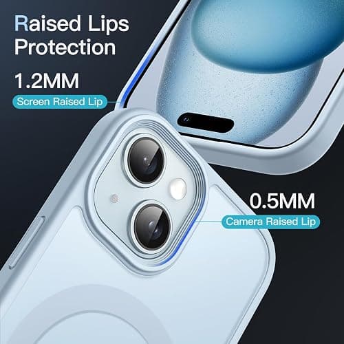 JETech Coque Magnétique pour iPhone 15 6,1 Pouces Compatible avec MagSafe, Etui Translucide Mat Arrière Housse Fine Antichoc (Dos Bleu) thumbnail 6