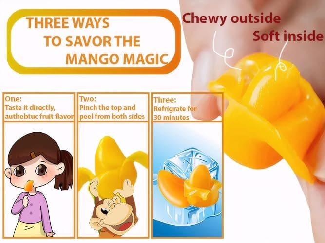 (2 Pack 10oz) MetaVita - Big Mango Gummy Candy – Individually Wrapped Peelable Mango Gummies candy with Real Puree – Chewy, Gluten-Free-Total 282g thumbnail 3