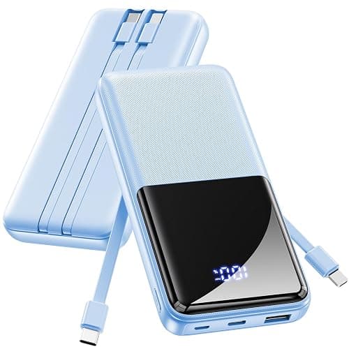 CFIAI Portable Charger 15000mAh Slim Power Bank with Built in Cables | 22.5W Fast Charge, Travel Essential, 50% Larger Capacity USB C Battery Pack for iPhone Samsung Google Android, Glacier - Image 1