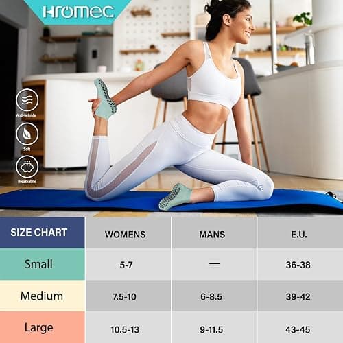 Non Slip Yoga Socks with Grips for Pilates, Ballet, Barre, Barefoot, Hospital Anti Skid Socks for Women and Men thumbnail 5