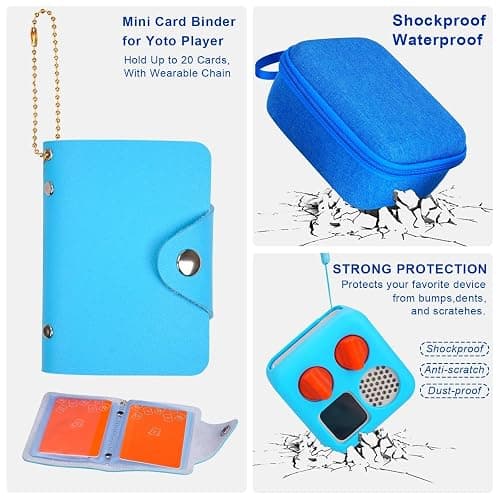 YouKnow Hard Case and Silicone Cover for Yoto Mini Player, Kids Audio Music Accessory with Card Case Holder for up to 10 Cards (Blue) thumbnail 5