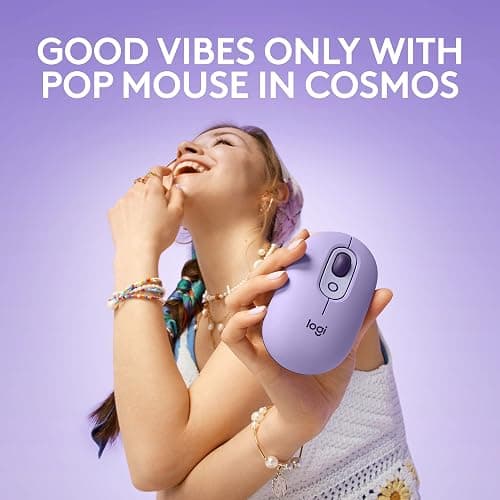 Logitech POP Mouse, Compact and Portable Wireless Bluetooth Mouse - Cosmos | Compact, portable, programmable buttons, easy-switch between up to 3 devices, for laptop, tablet, PC thumbnail 2