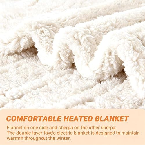 Heated Blanket Heated Throw, Electric Blanket 50"x60" Heating Blanket with 8 Hours Auto Off 10 Fast Heating Levels Machine Washable Sherpa Heated Blanket with Overheating Protection thumbnail 4