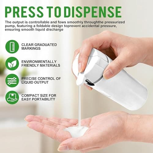 4 in 1 Travel Dispenser,4 Pack 30ML Travel Bottles for Toiletries,Refillable, Leak Proof and Portable,Suitable for Storing Shampoo, Shower Gel, Laundry Detergent, Suitable for Travel, Camping (White) thumbnail 4