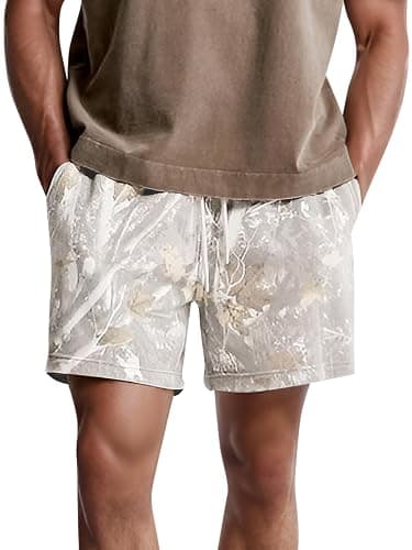 Ogfao Camo Sweats Shorts for Men Women Elastic Waist Drawstring Camouflage Workout Shorts Maple Leaf Athletic Gym Shorts - Image 1