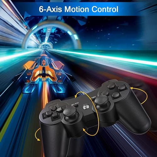 Yinjie 2 Pack Wireless Controller for PS3, Compatible with Playstation 3, with 2 Charging Cables - Black thumbnail 5