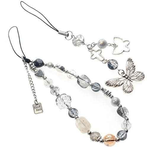 CMVFYL Beaded Phone Charms, Pearl Bracelet Wrist Strap Lanyard, Cute Camera Charm Strap,Phone Keychain Decoration for Wallet AirPods Women - Image 1