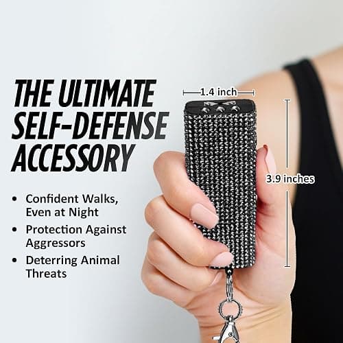 Guard Dog Security Mini Stun Gun Keychain Bling It On, Powerful Stun Gun for Women Self Defense with LED Flashlight, USB Rechargeable, Rhinestone and Compact Design thumbnail 6