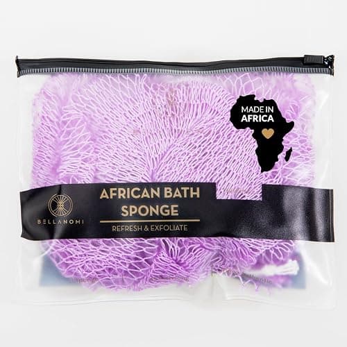 BELLANOMI African Exfoliating Net Sponge, Authentic, Ethically sourced from Nigeria, 45 inches Long, Back Scrubber for Daily use (Lilac) thumbnail 2