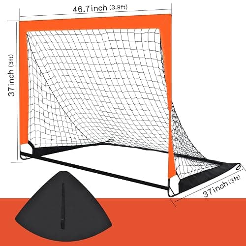 Theresduet 2 Pack 4’ x 3’ Size Portable Kid Soccer Goals for Backyard, Indoor and Outdoor Pop Up Soccer Goals, Orange, Theresduet thumbnail 2