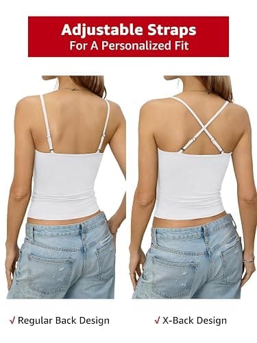 EasyGala Womens Cotton Camisole Crop Tops Square Neck Henley Tank Tops Fitted Y2K Going Out Cami Shirt Summer Fashion thumbnail 6