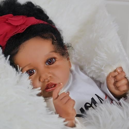 KSBD Realistic Reborn Baby Doll Black Girl – 20 Inch Lifelike Real Life African American Newborn Doll with Soft Body Gift Set for Kids Age 3+ thumbnail 4