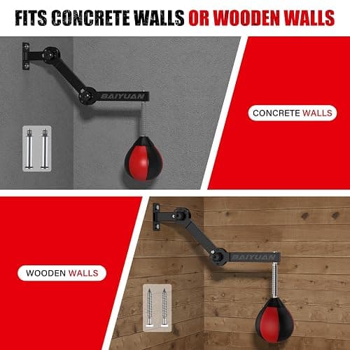 Speed Bag Boxing Punching Bag, Wall Mount Height Adjustable & Fold Speed Bags for Boxing, Wall Bracket Boxing Reflex Ball, Boxing Bag as Adults Teens and Kids, Fits Home Gym Workout thumbnail 4