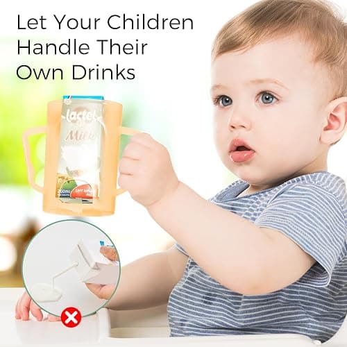 Momcozy Squeeze Pouch Holder for Food Pouches and Drink Boxes, Baby Pouch Holder Allows Baby to Self-feed and Avoid Messes, Baby Food Pouch Holder Handle is Easy to Grip, Comfortable, Green&Orange thumbnail 3