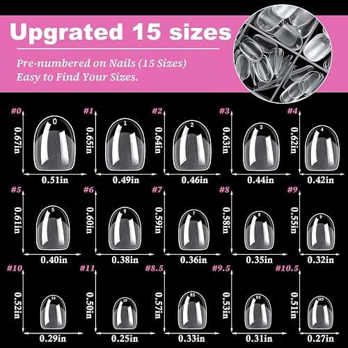 300pc Extra Short Oval Nail Tips Clear Fake Nails Tip Soft Gel Nail Tips | Clear Press on Nails Short Round Almond Acrylic Nails Tip Full Cover False Nail XS Artificial Fingernail for Nail Extensions thumbnail 2